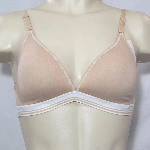 38C Hanes HC47 Cotton Stretch Wire‎ Free T-Shirt Bra Beige & White NWT - Picture 2 of 4